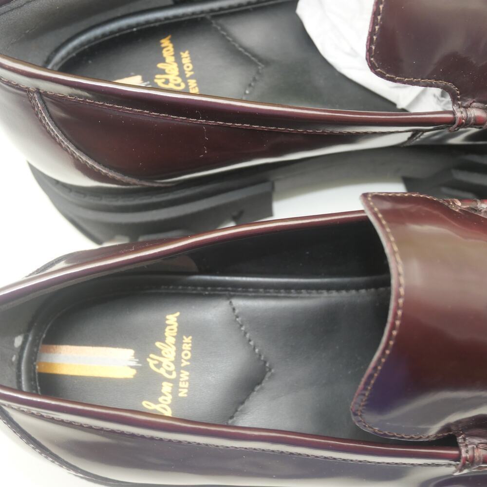 NEW Sam Edelman Women's 9.5 Dandrea Mega Lug Chunky Leather  Loafers Burgundy - Picture 8 of 13
